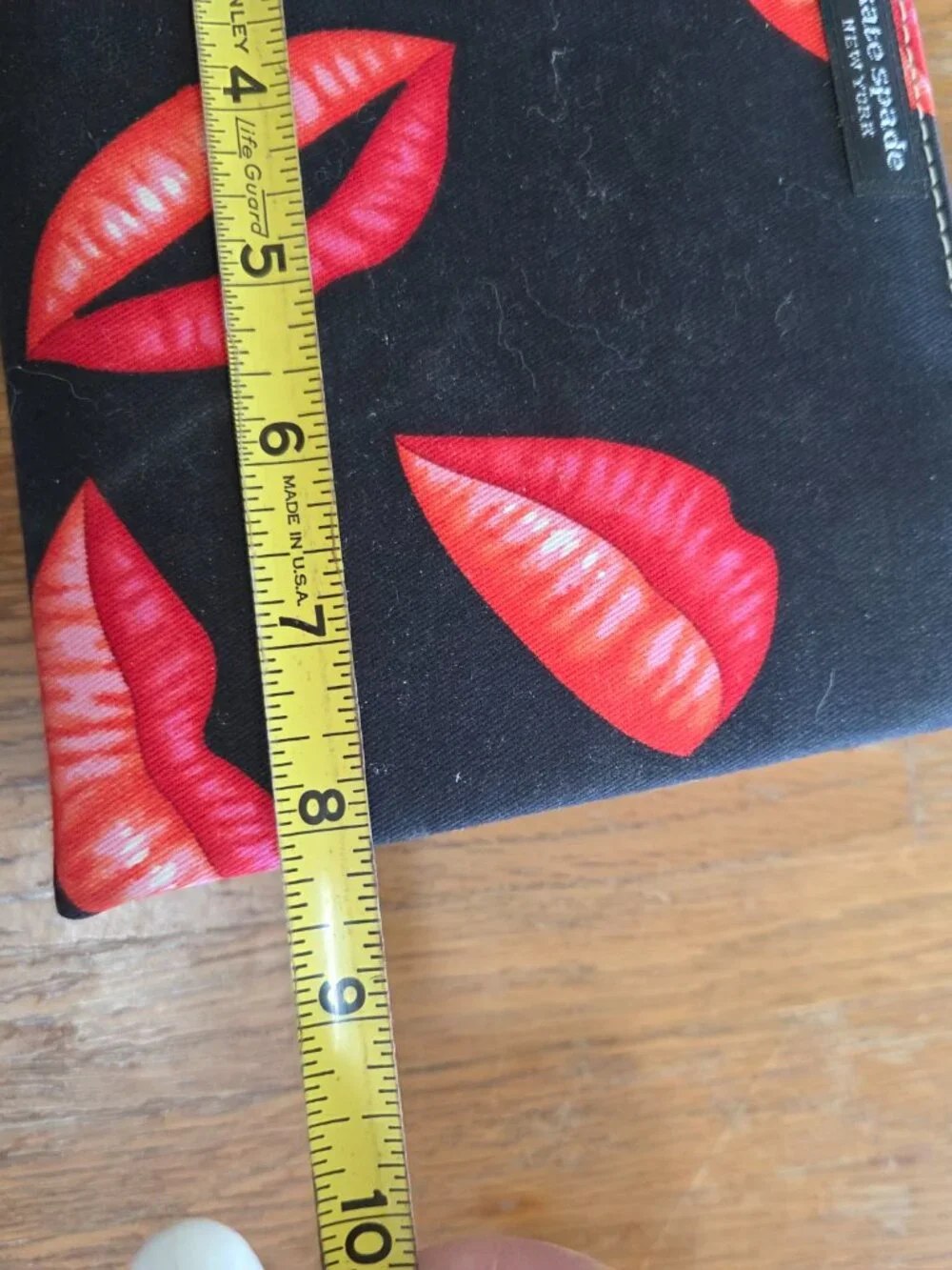 Vintage Kate Spade Black Canvas Red Lips Print Mini Tote Bag  8x6 Small